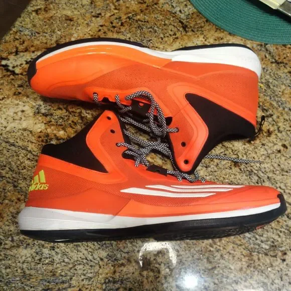 Rare 2014 Adidas Mens Basketball Shoes Sneakers Orange Black Lace Up S84205 14.5